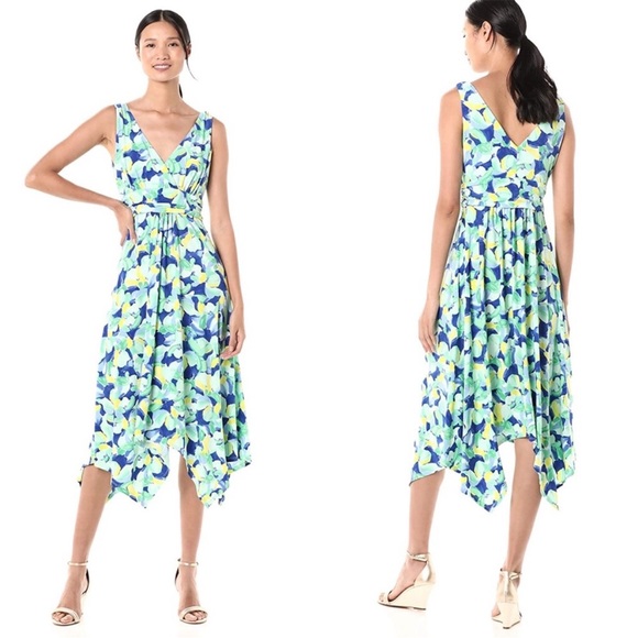 Pappagallo Dresses & Skirts - Pappagallo Becca Seafoam Multi Floral Caribbean Bloom Sleeveless Midi Dress M